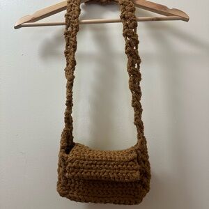 Handcrafted Brown Crochet Crossbody Bag